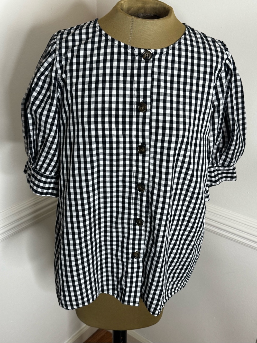 Who What Wear Black and White Gingham Shirt